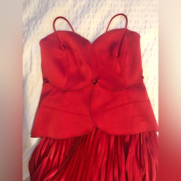 NWT Donnee Par Dieu Red Sleeveless Pleated Formal Maxi Dress size L - Picture 8 of 12